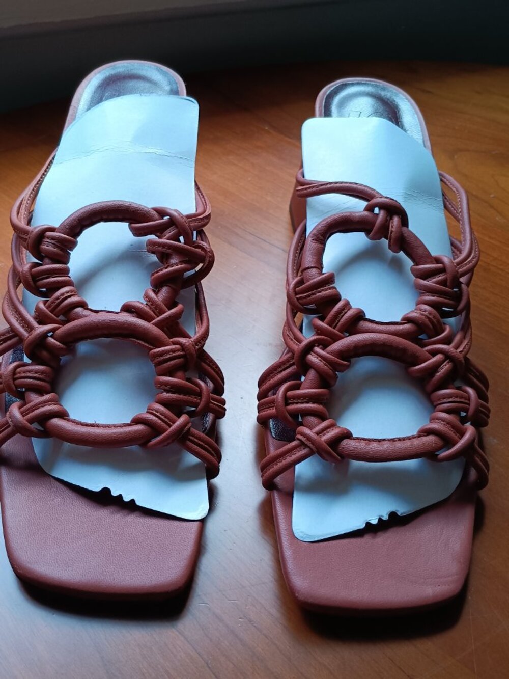 Staud Woven Leather Block Heel Sandals Size 41 EUR - Picture 13 of 13